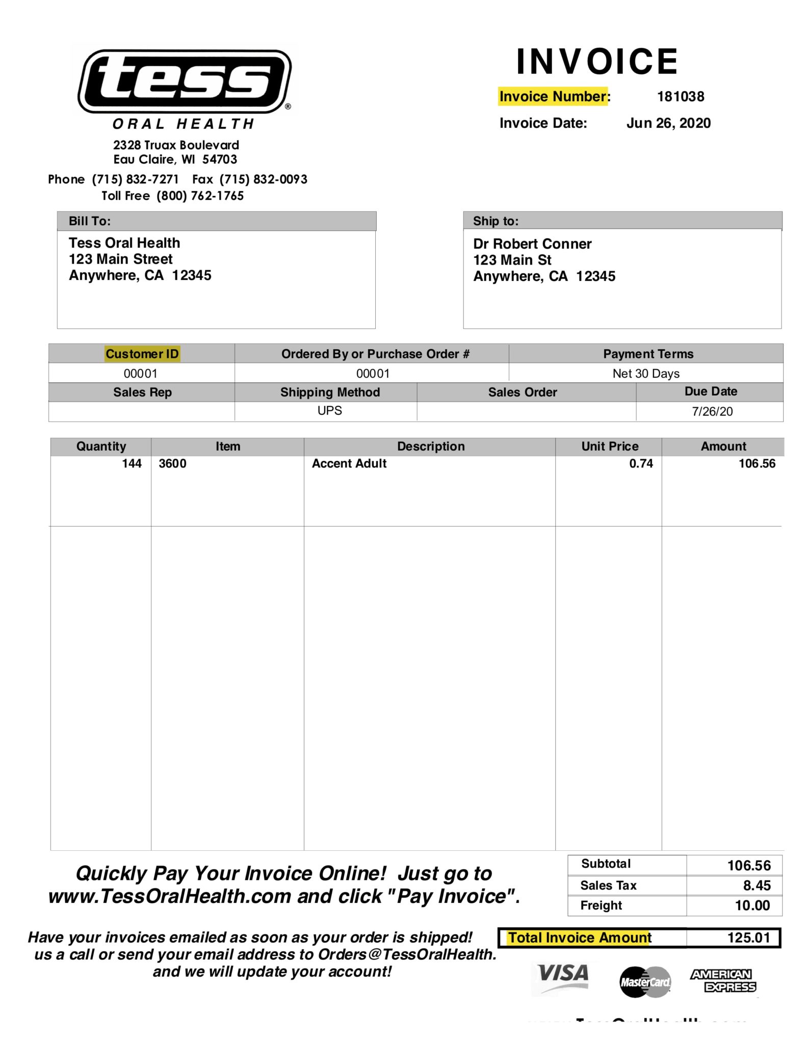 Pay Your Invoice Online Make A Payment Tess Oral Health